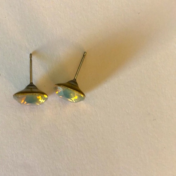 Gray Opal Cushion Cut Crystal Earrings - Picture 7 of 8